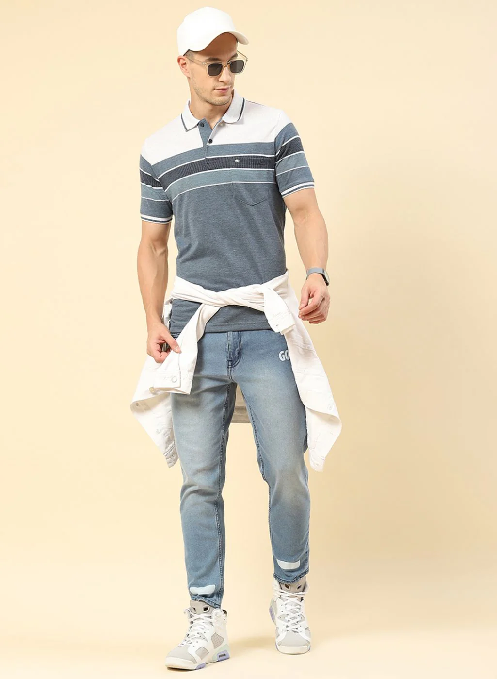 Men Blue Stripe T-Shirt - Image 5