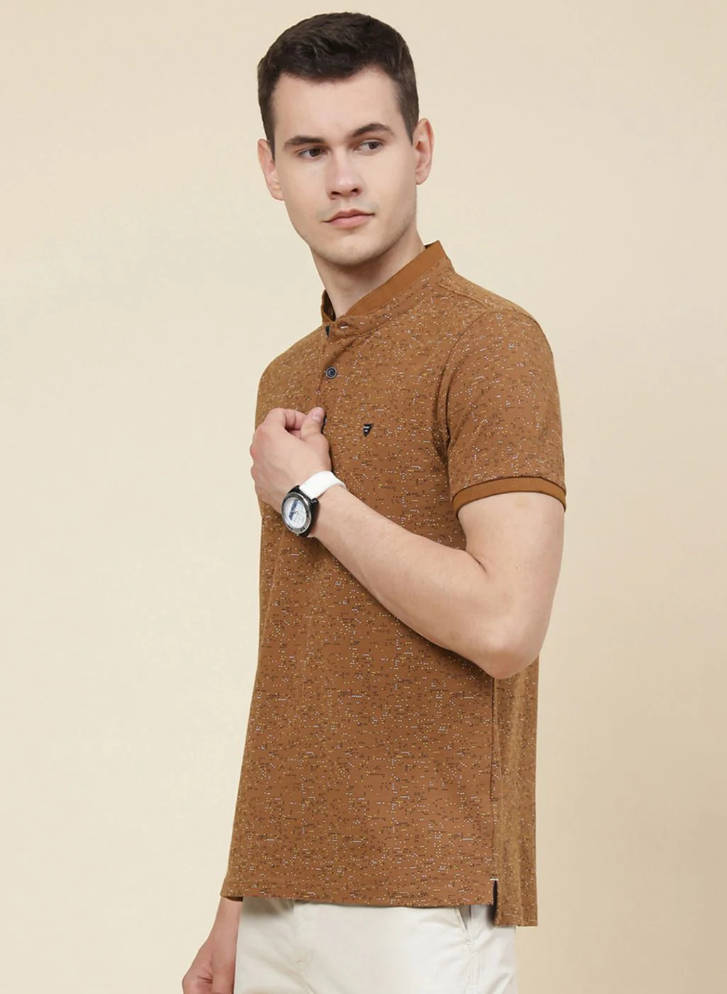 Men Brown Printed T-Shirt - Image 3