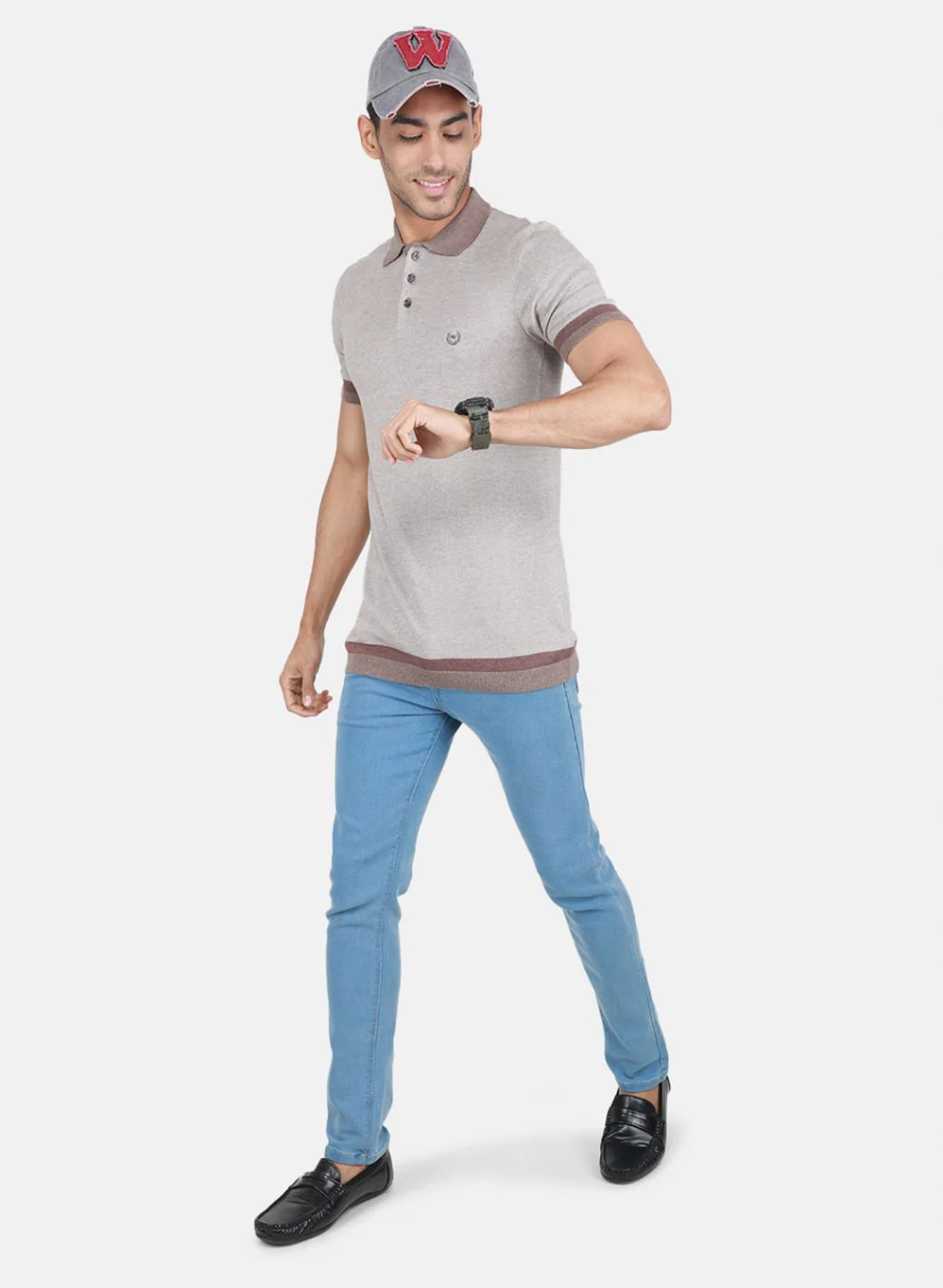 Men Brown Self Design T-Shirt - Image 4