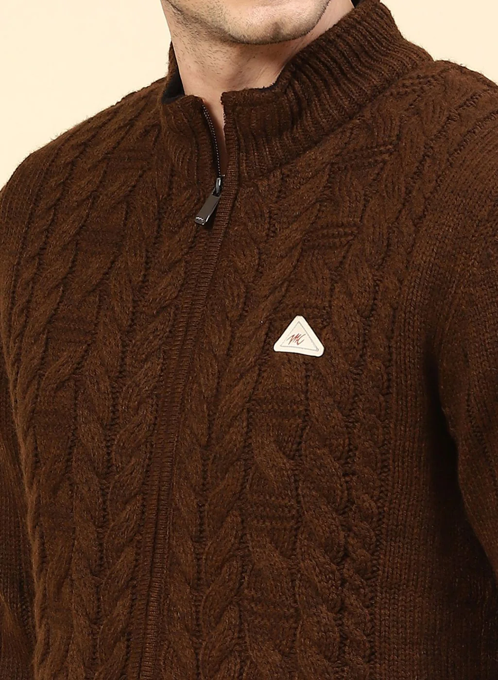 Men Brown Self Design Wool blend Jacket - Image 6
