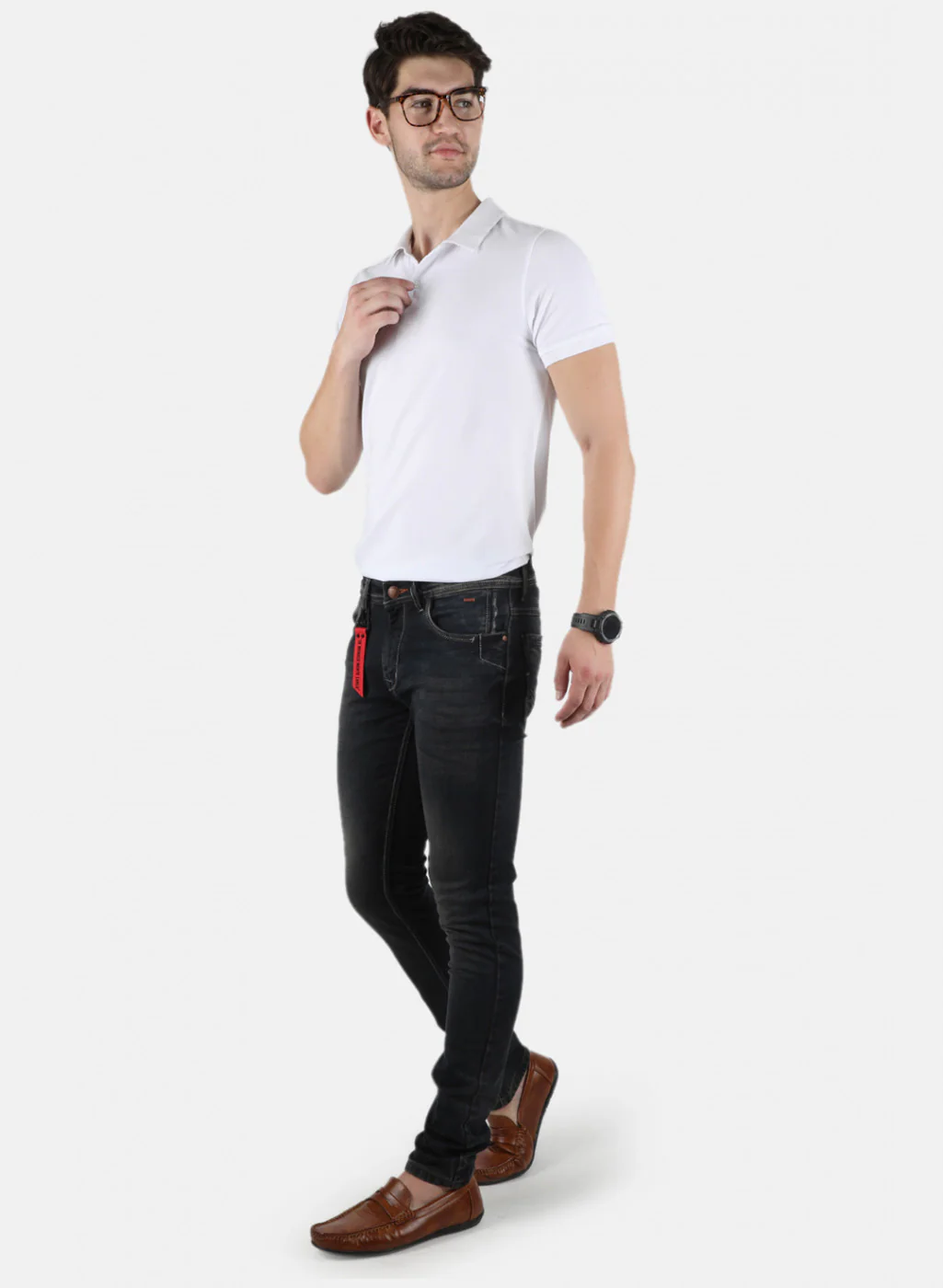 Men Brown Skinny Fit Denim - Image 4