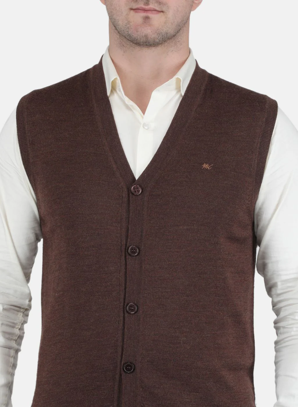 Men Brown Solid Cardigan - Image 5