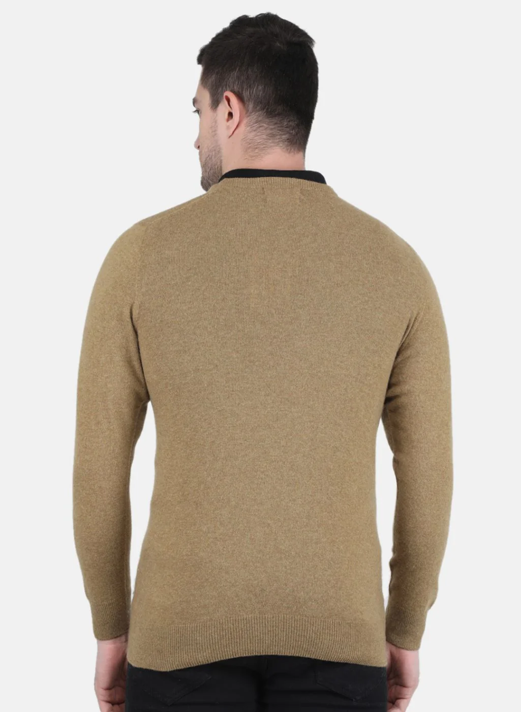 Men Brown Solid Pullover - Image 3