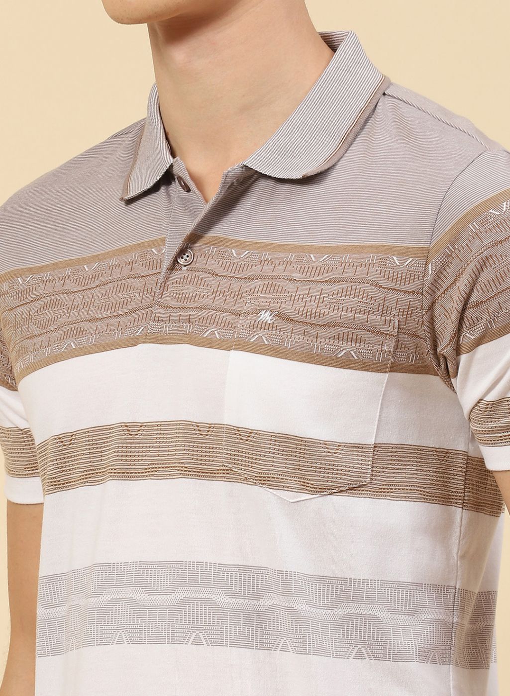 Men Brown Stripe T-Shirt - Image 6