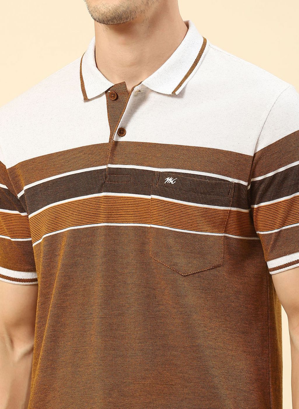 Men Brown Stripe T-Shirt - Image 6
