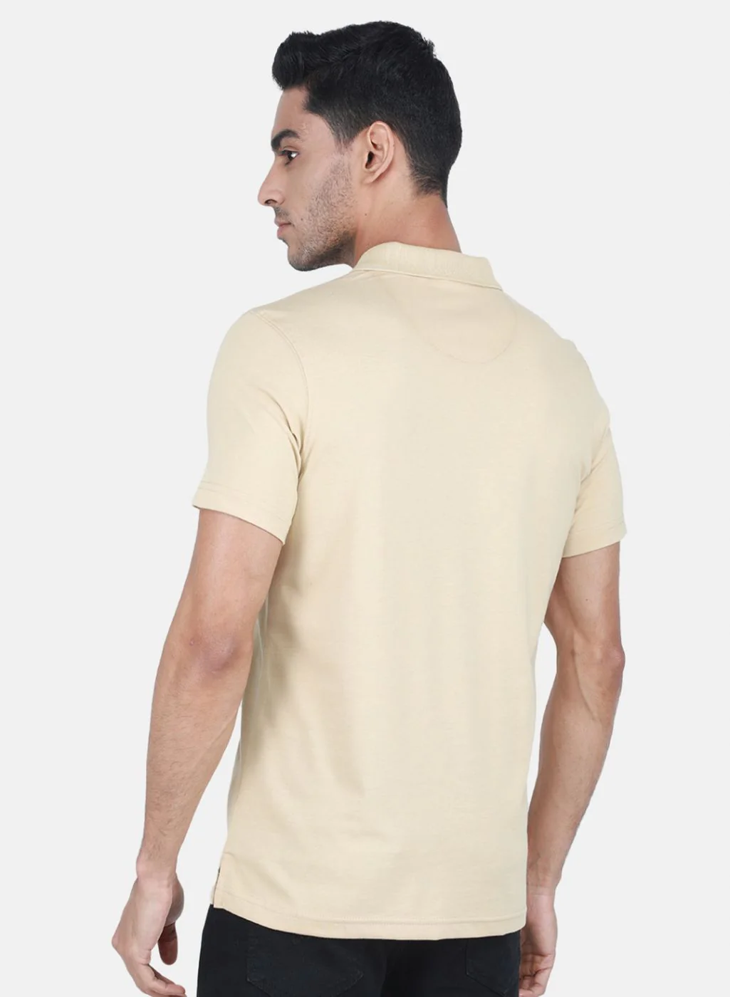 Men Camel Brown Solid T-Shirt - Image 3