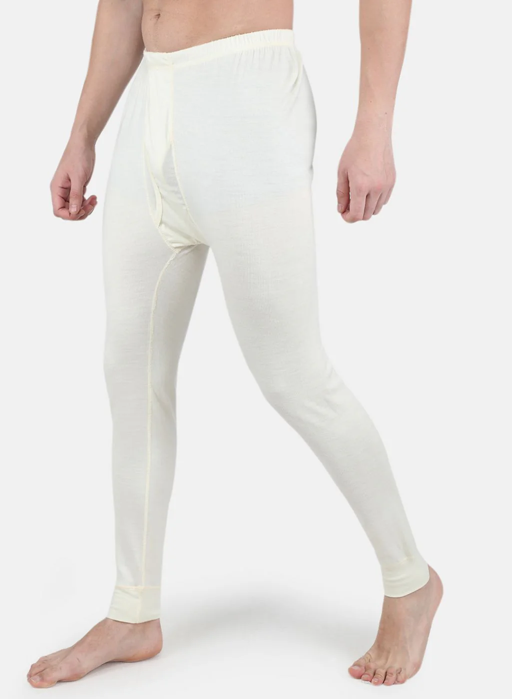 Men Cream Solid Thermal Lower - Image 2
