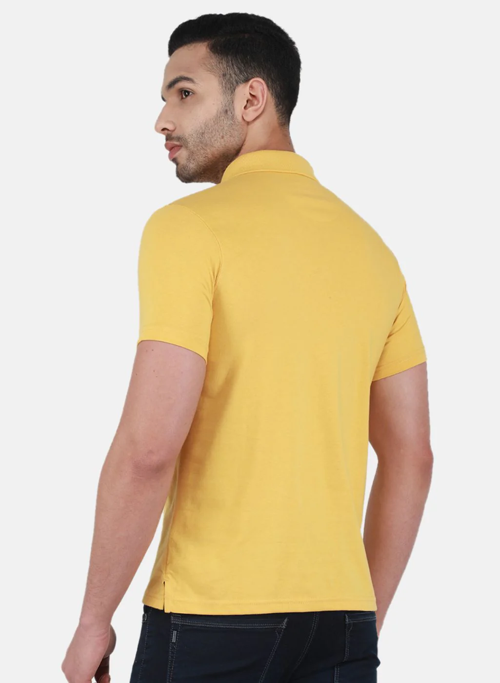 Men Gold Solid T-Shirt - Image 3