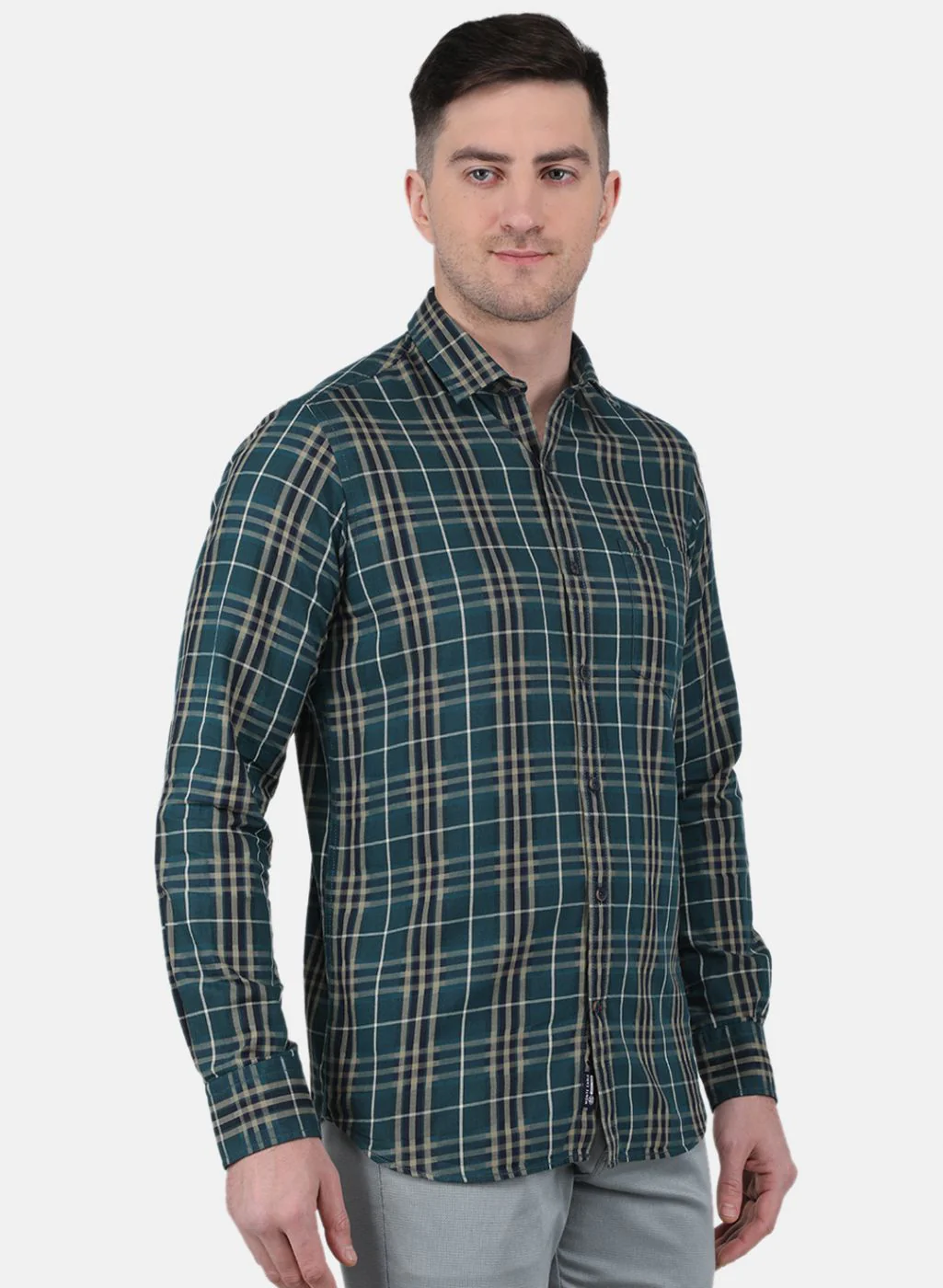 Men Green Check Shirt - Image 6