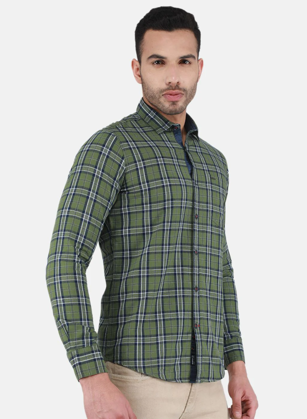 Men Green Check Shirt - Image 6
