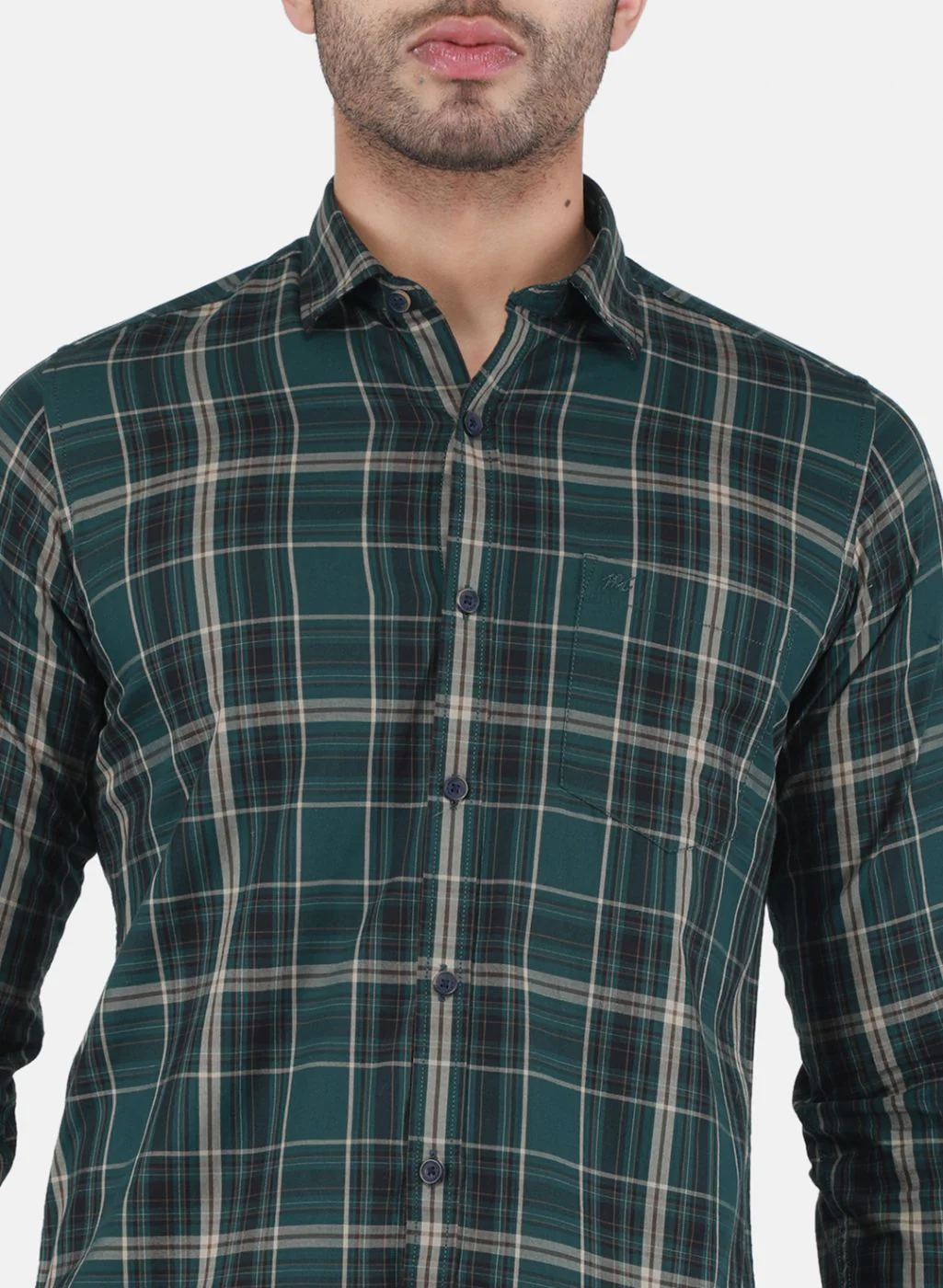 Men Green Check Shirt - Image 5