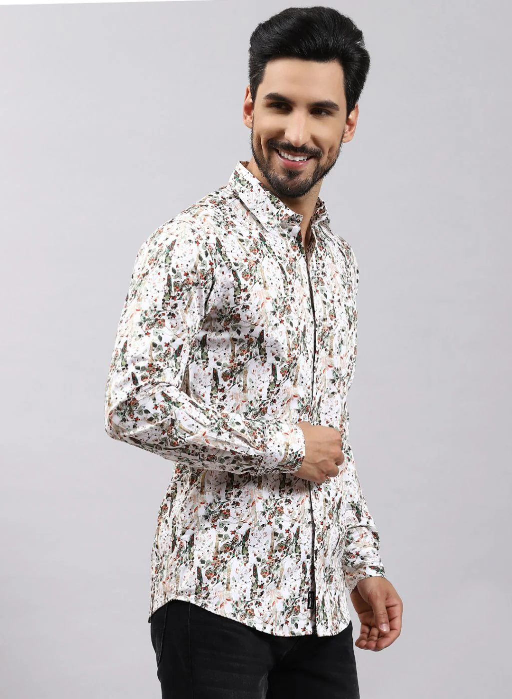 Men Green Printed Pure Cotton Shirt - Image 4