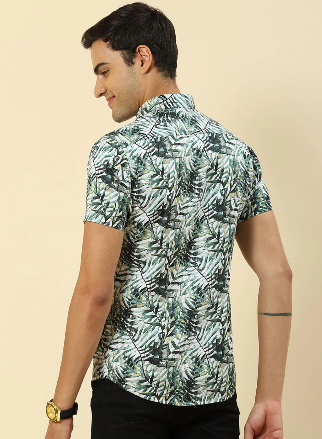 Men Green Printed Shirt - Image 5