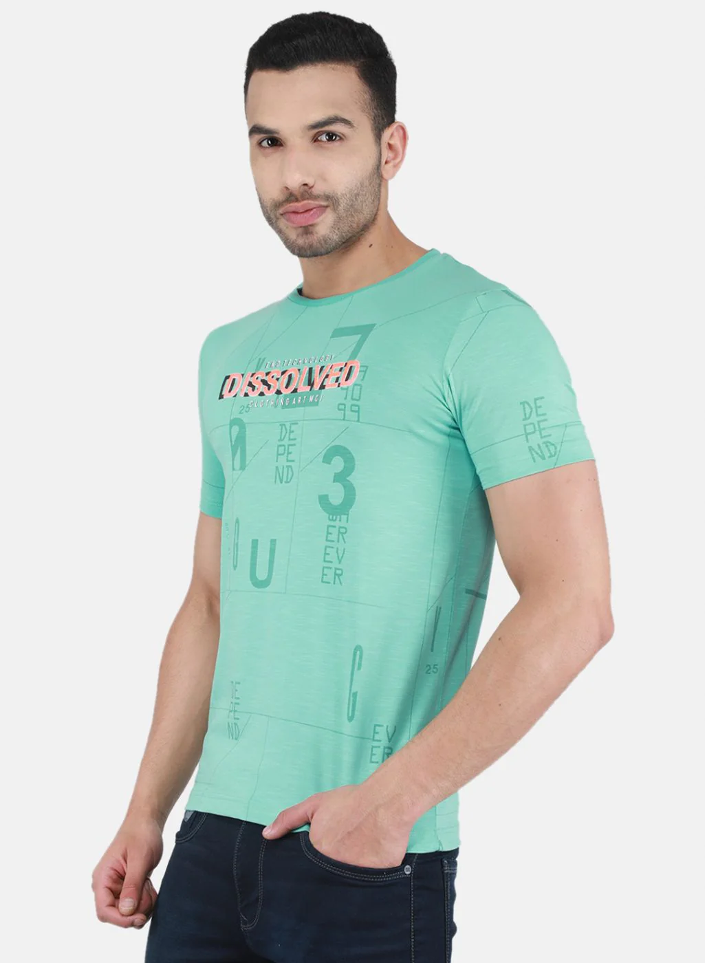 Men Green Printed T-Shirt - Image 2