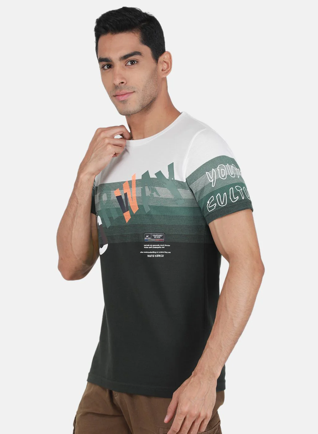Men Green Printed T-Shirt - Image 2