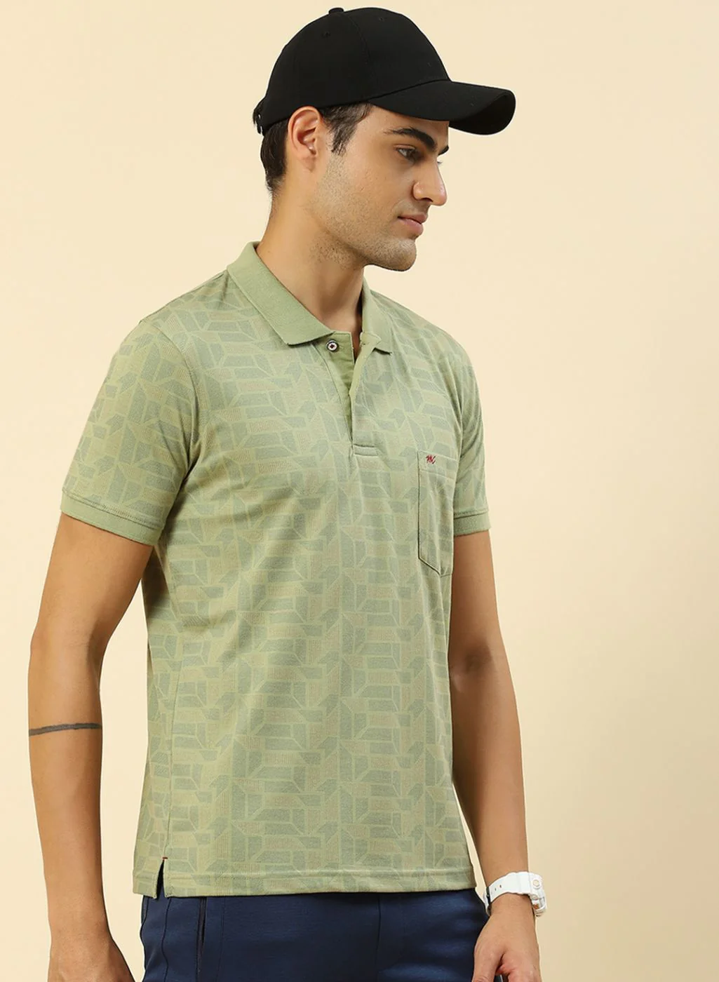Men Green Printed T-Shirt - Image 3