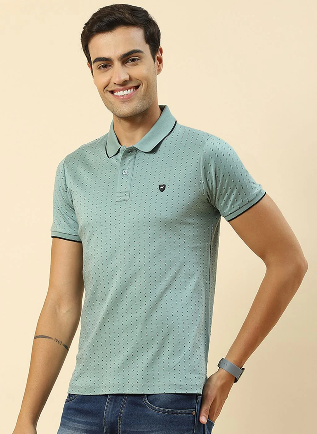 Men Green Printed T-Shirt - Image 2