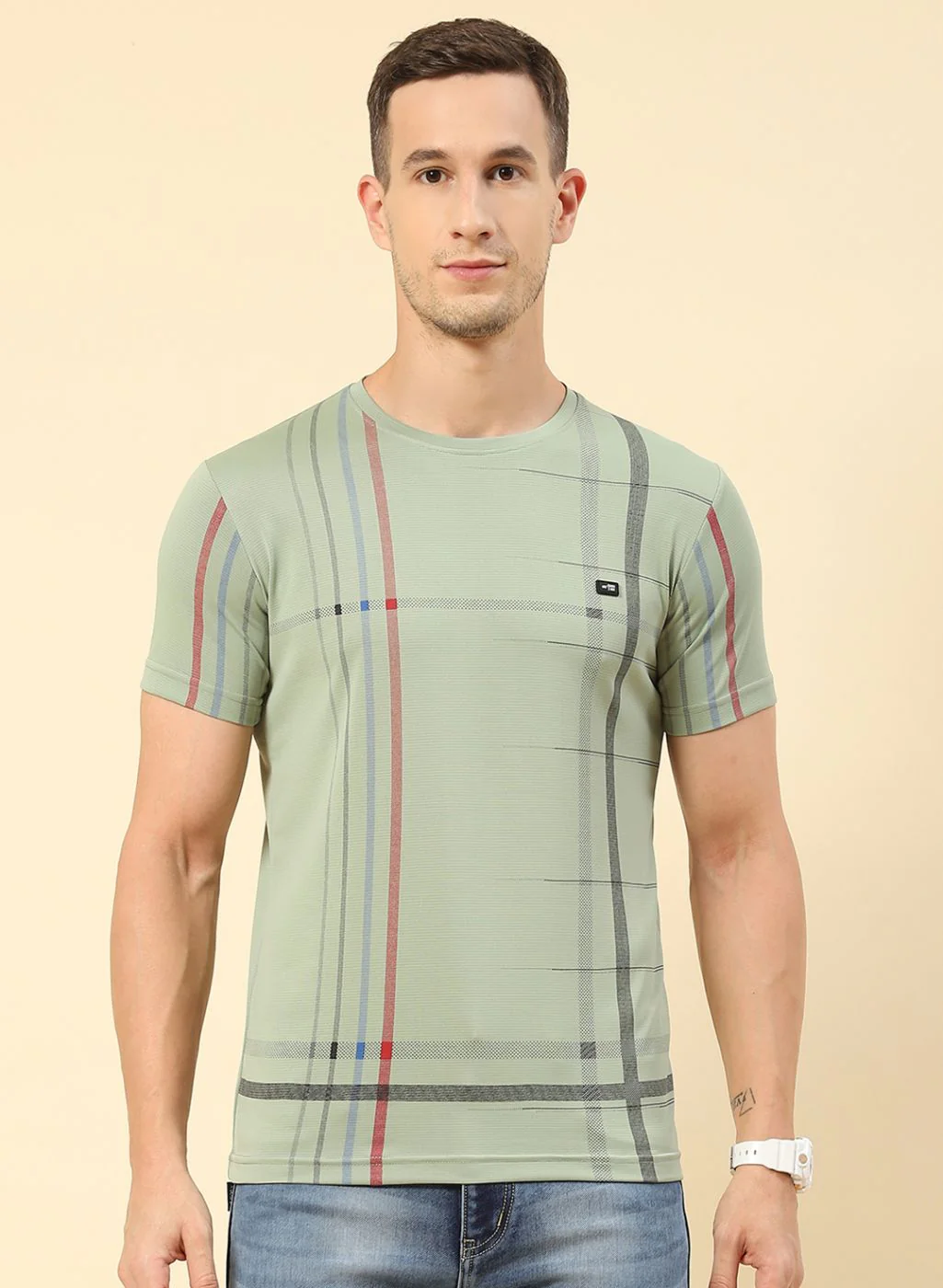 Men Green Printed T-Shirt - Image 2
