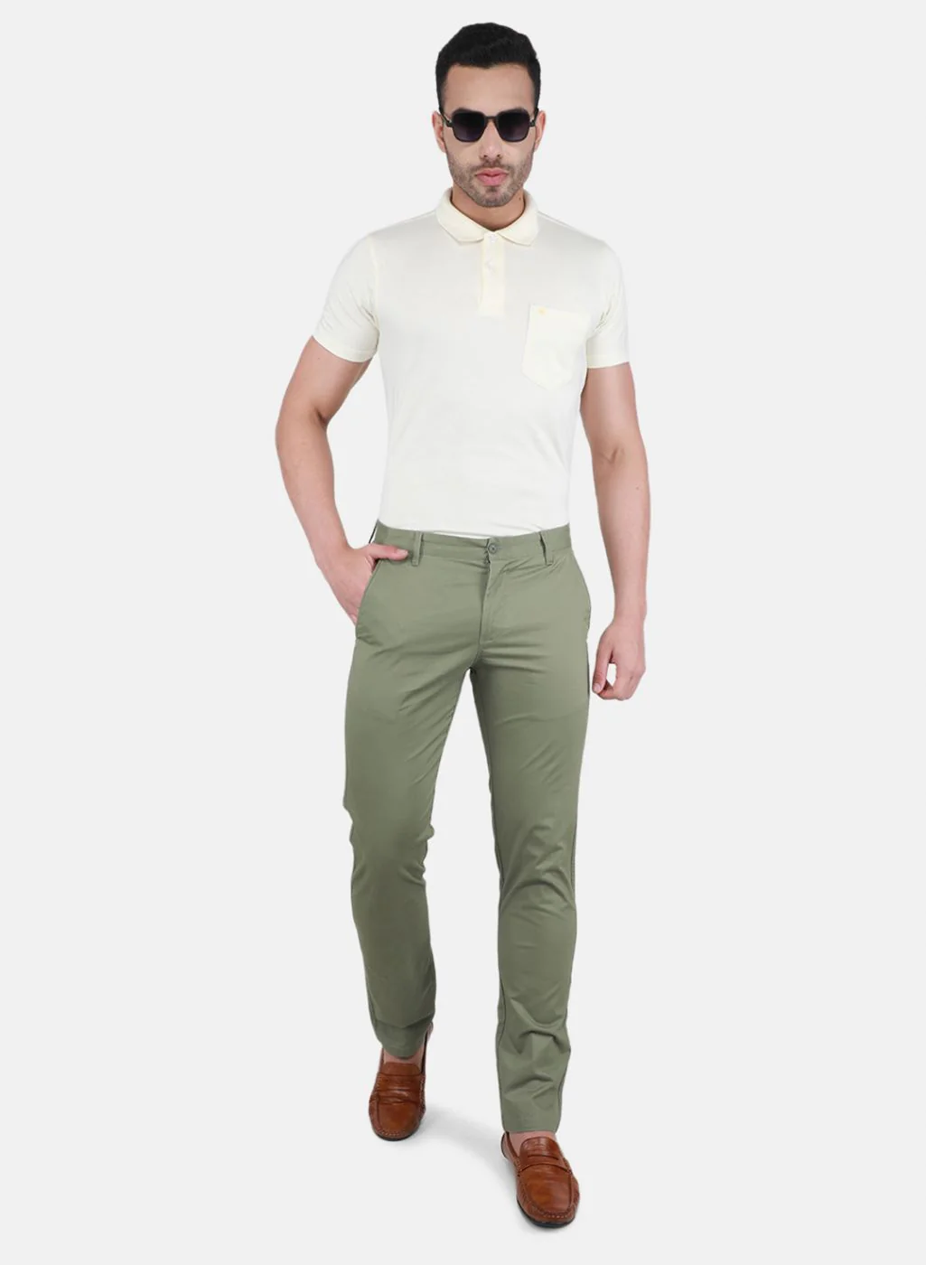 Men Green Regular Fit Trouser - Image 4