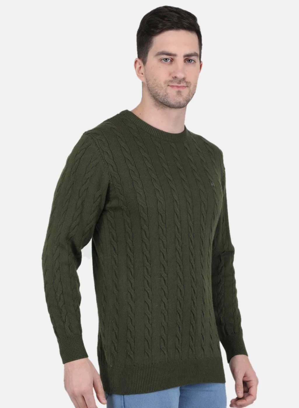 Men Green Self Design Pullover - Image 6