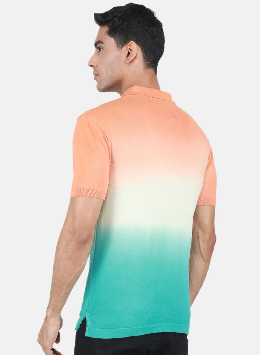 Men Green Self Design T-Shirt - Image 3
