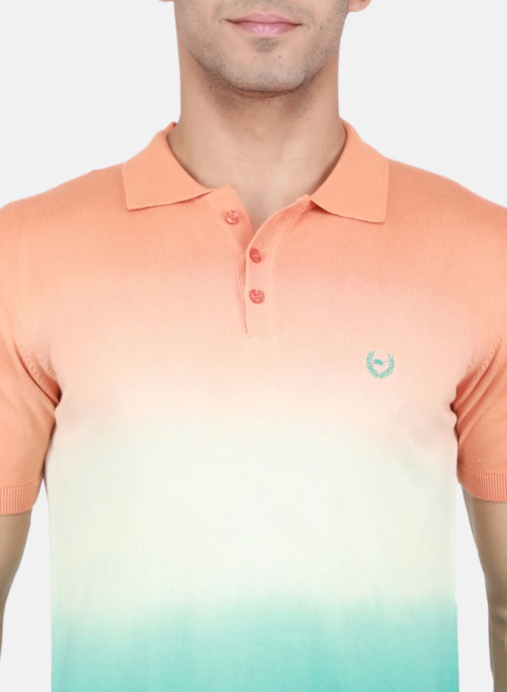 Men Green Self Design T-Shirt - Image 5