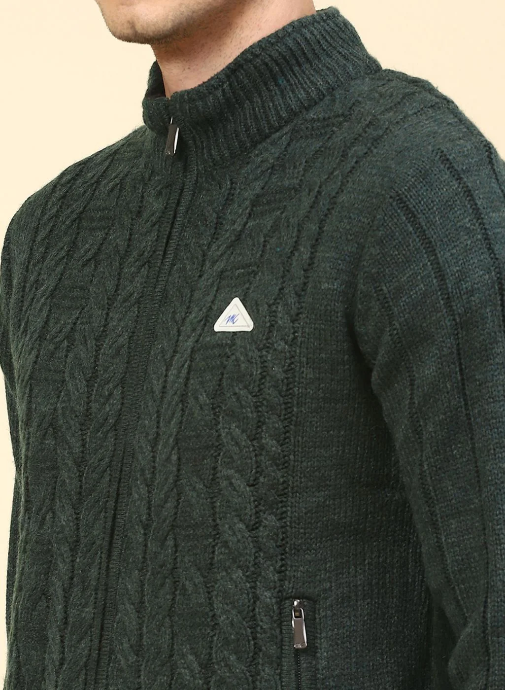 Men Green Self Design Wool blend Jacket - Image 6