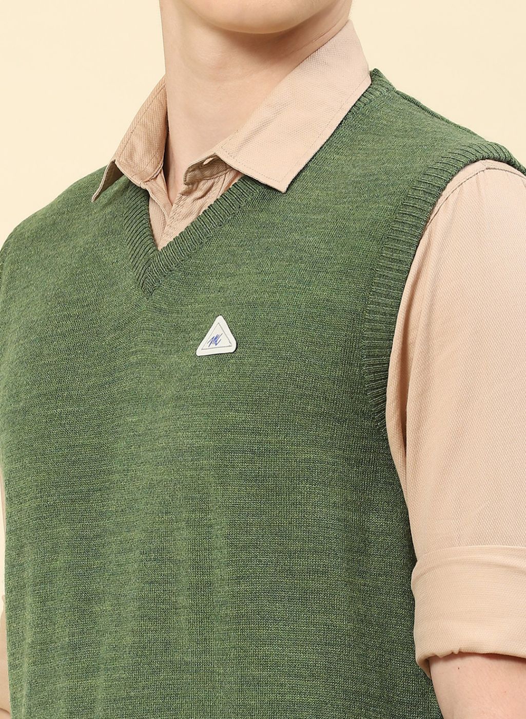 Men Green Solid Blend wool Sweater - Image 6