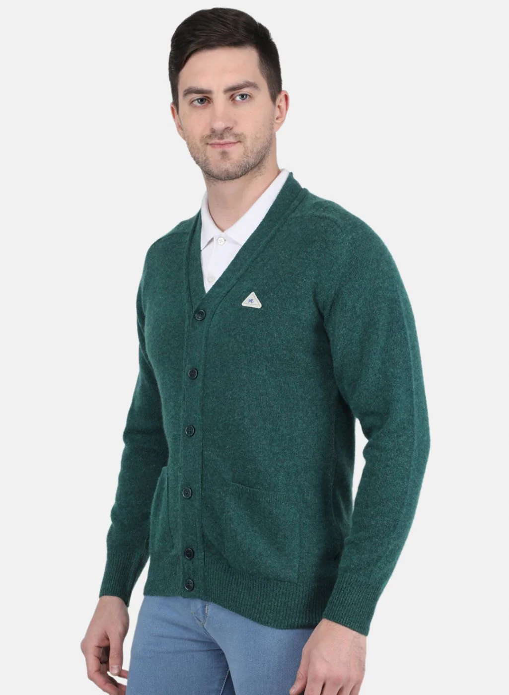 Men Green Solid Cardigan - Image 2