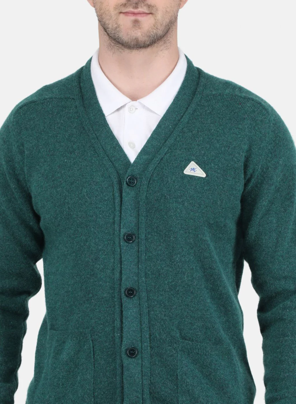 Men Green Solid Cardigan - Image 5