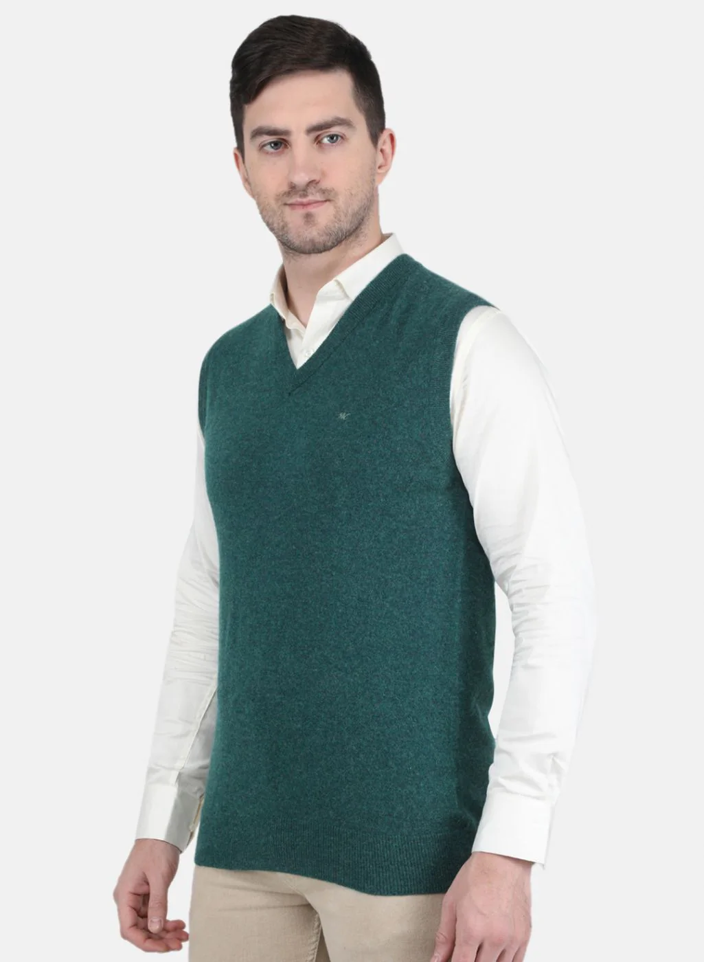Men Green Solid Sweater - Image 2