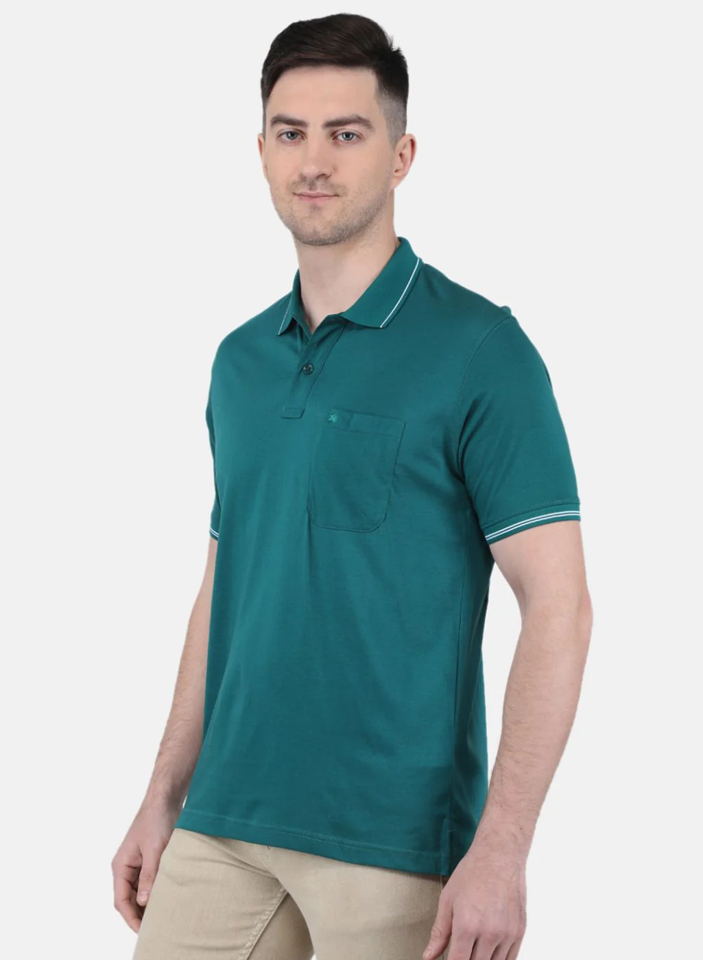 Men Green Solid T-Shirt - Image 2