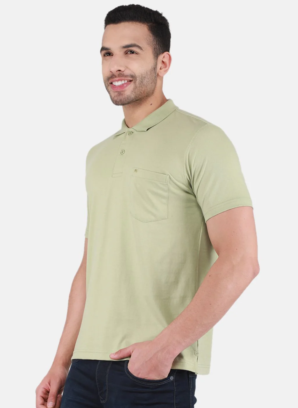 Men Green Solid T-Shirt - Image 2