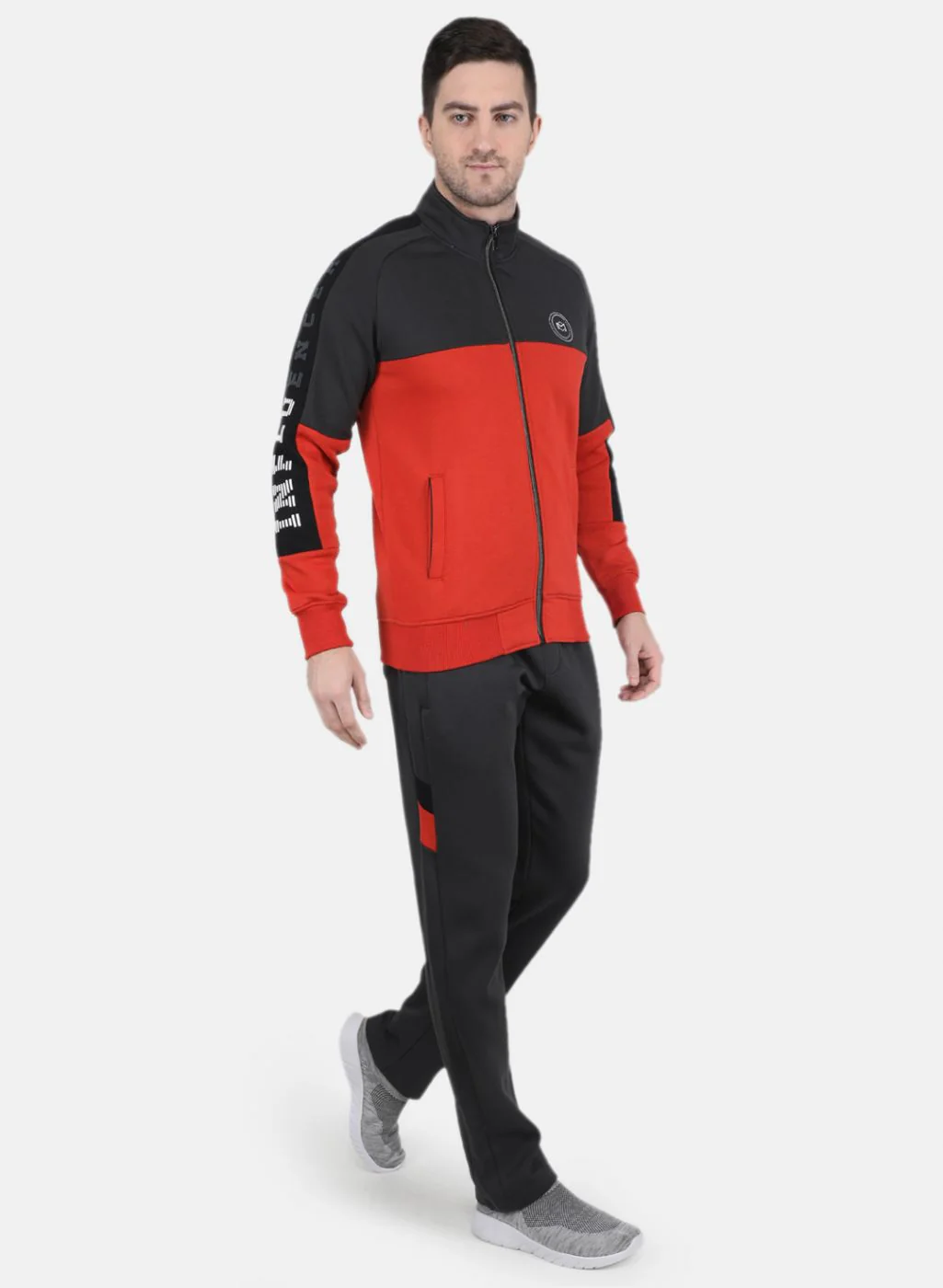 Men Grey & Orange Solid Tracksuit - Image 7