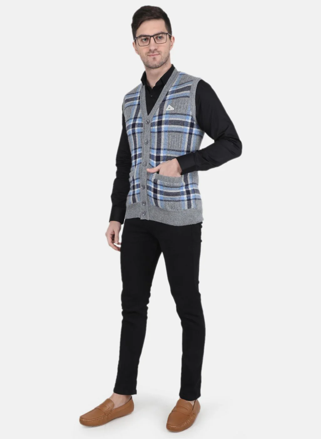 Men Grey Printed Cardigan - Image 4