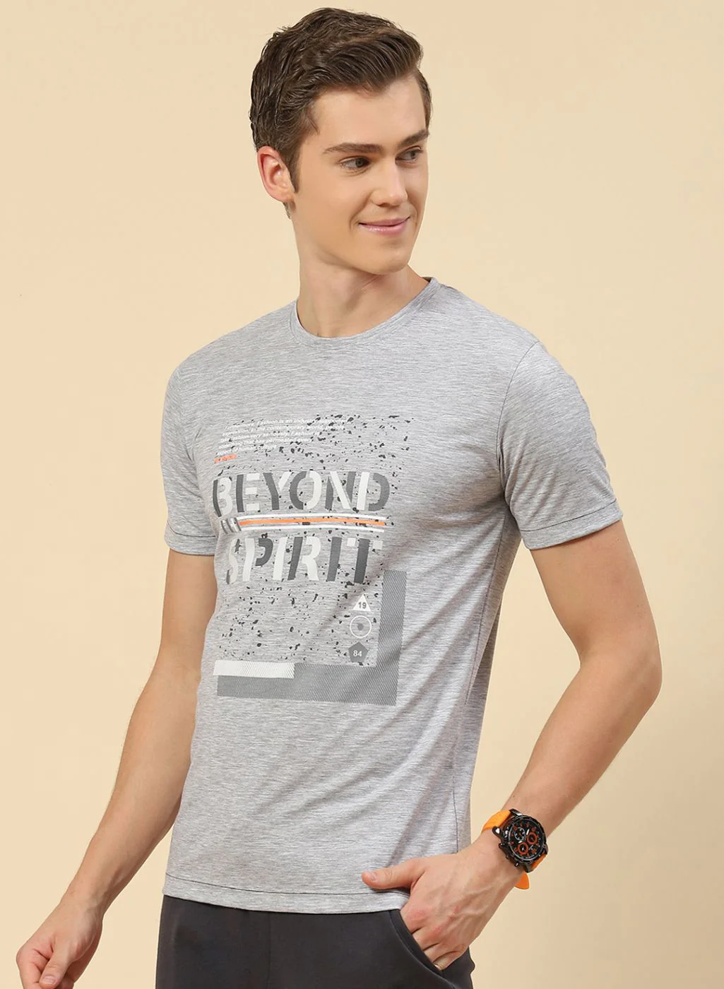 Men Grey Printed T-Shirt - Image 2
