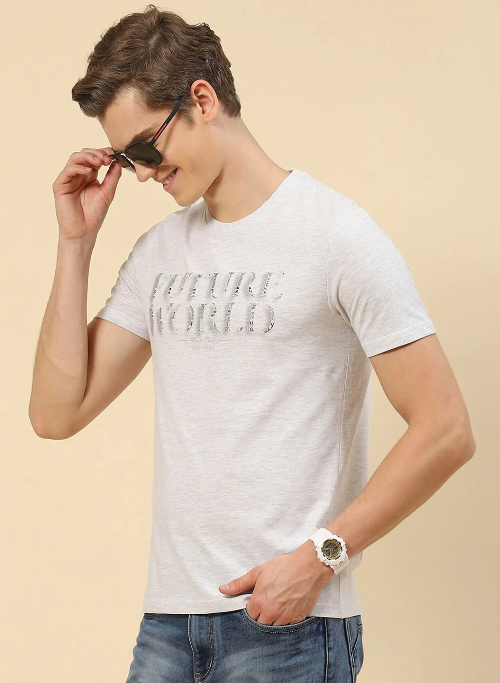 Men Grey Printed T-Shirt - Image 3