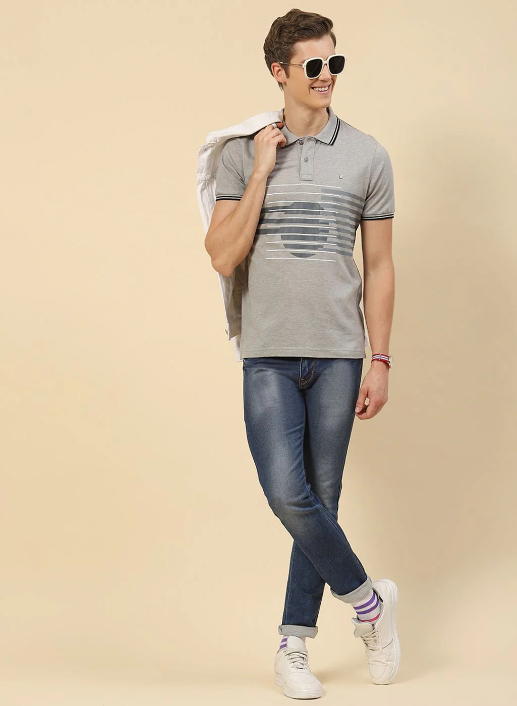 Men Grey Printed T-Shirt - Image 5