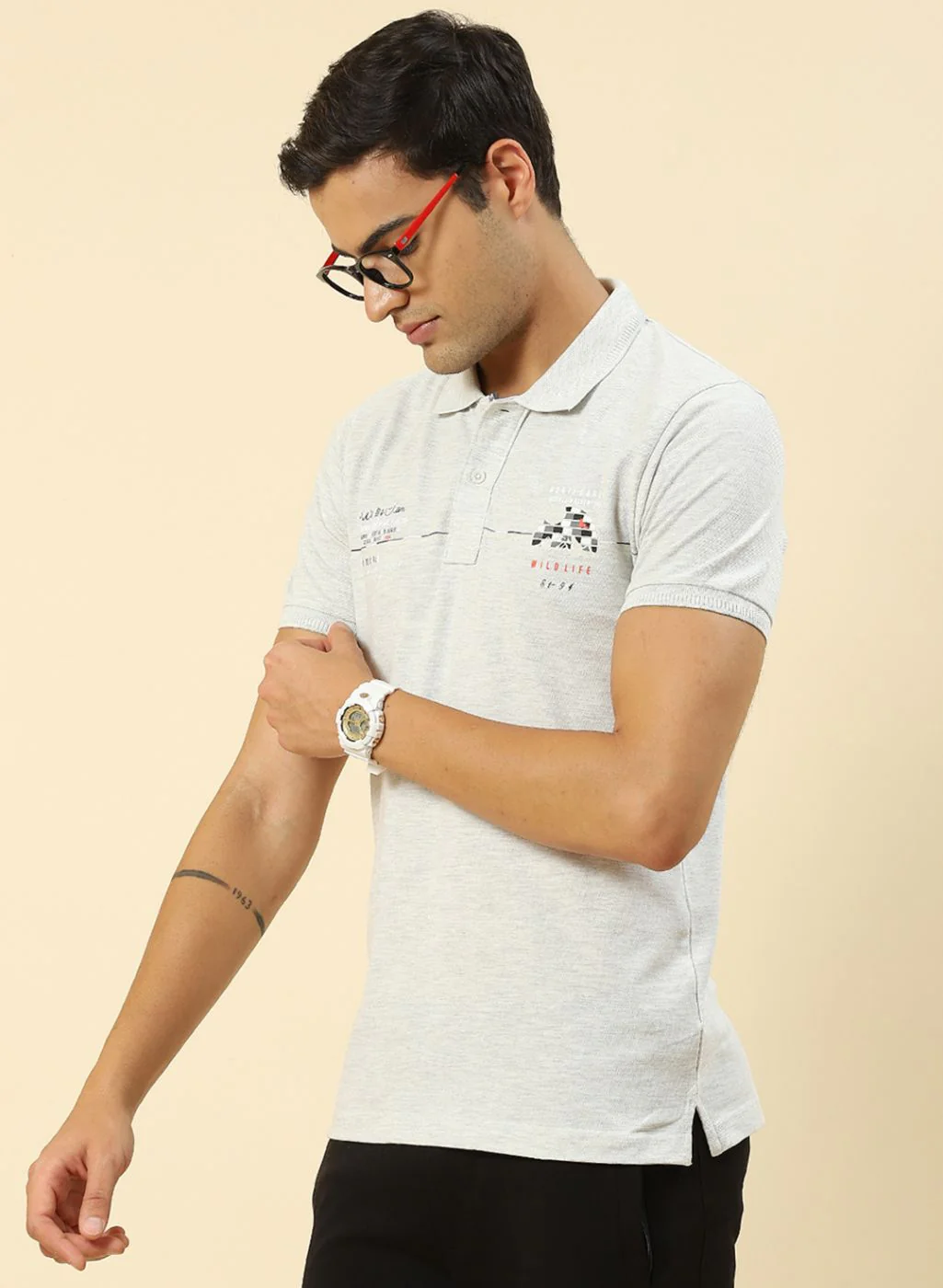Men Grey Printed T-Shirt - Image 3