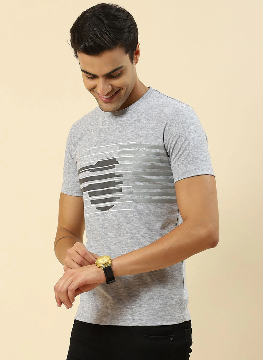 Men Grey Printed T-Shirt - Image 3