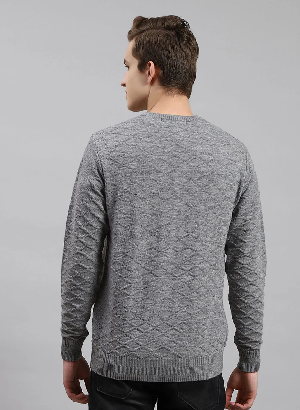 Men Grey Self Design Wool blend Pullover - Image 5