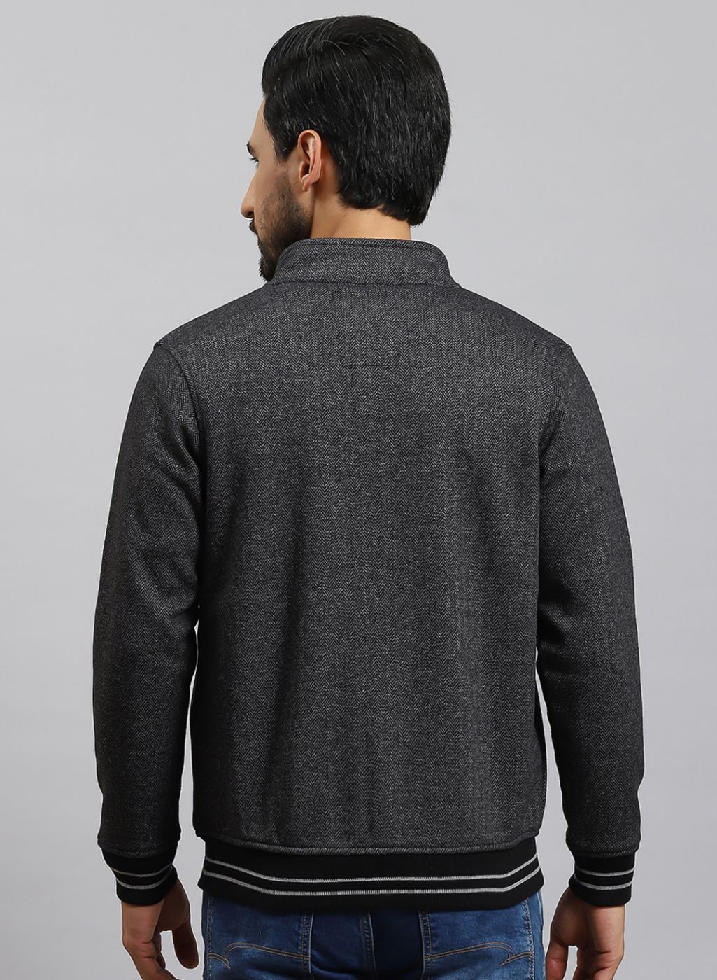 Men Grey Solid Cotton Blend Sweatshirt - Image 5