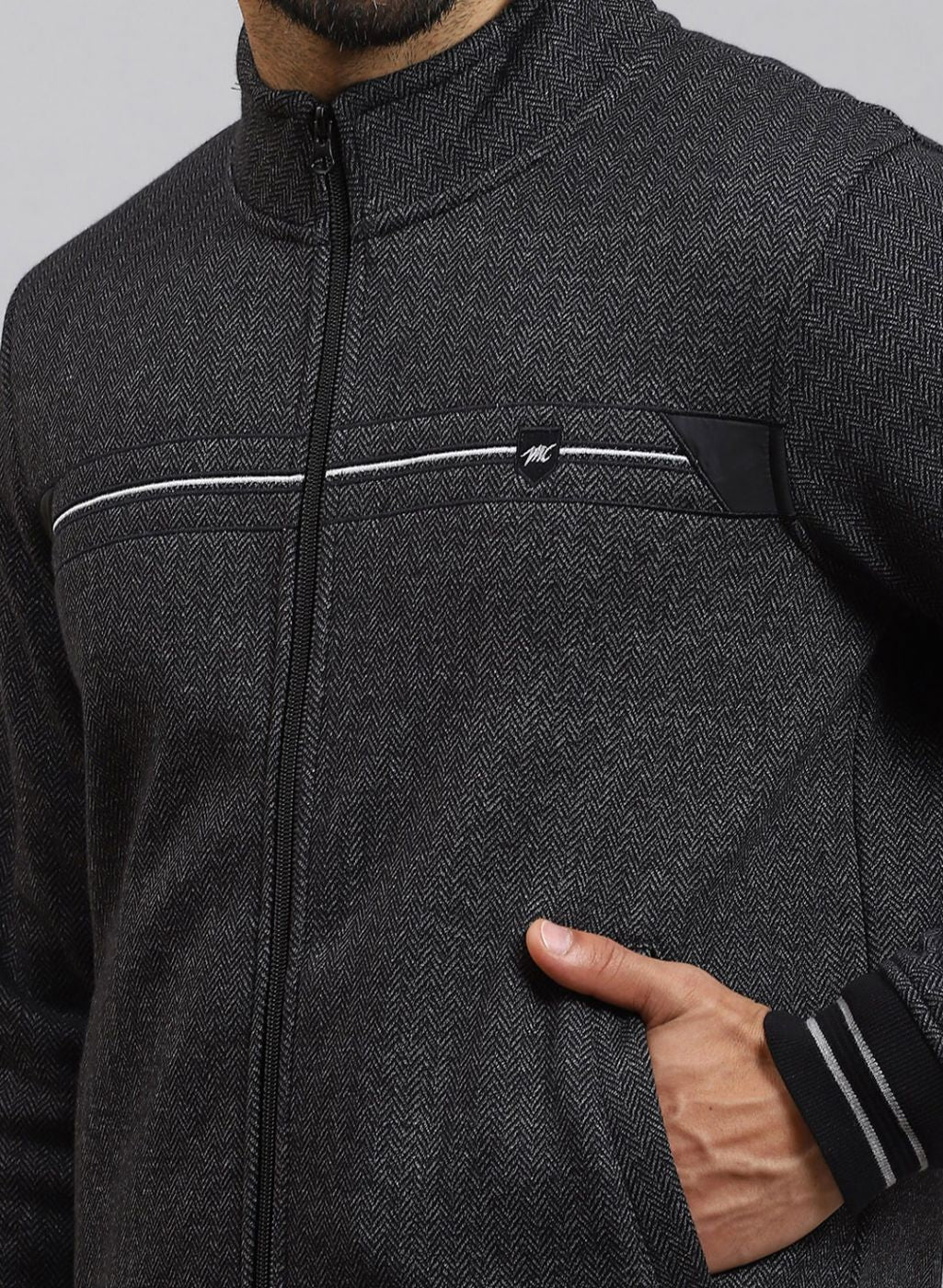 Men Grey Solid Cotton Blend Sweatshirt - Image 6