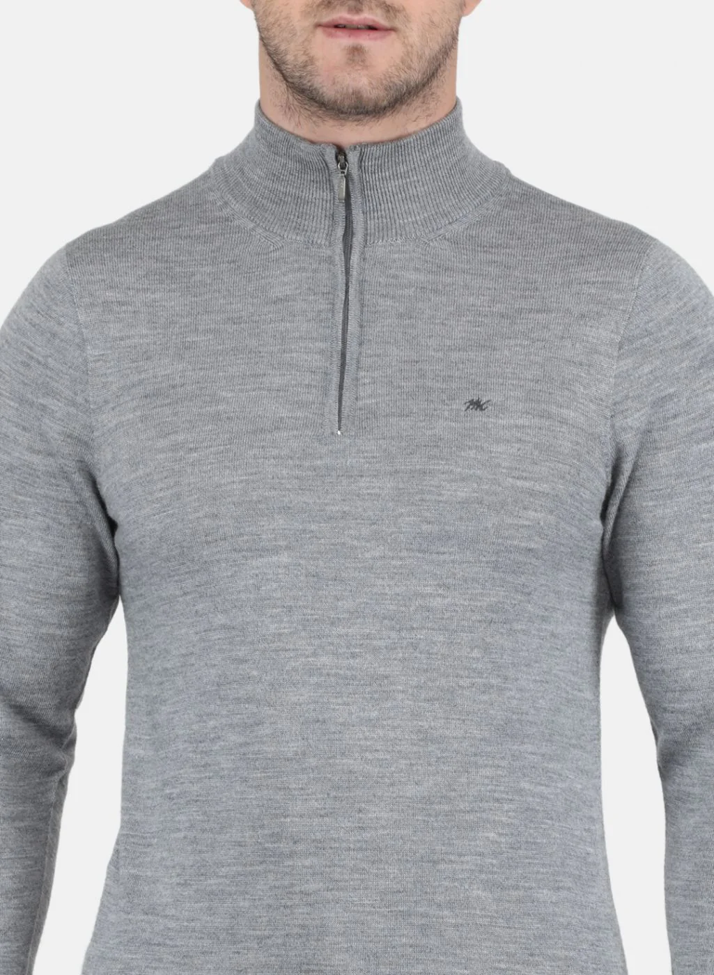Men Grey Solid Pullover - Image 5