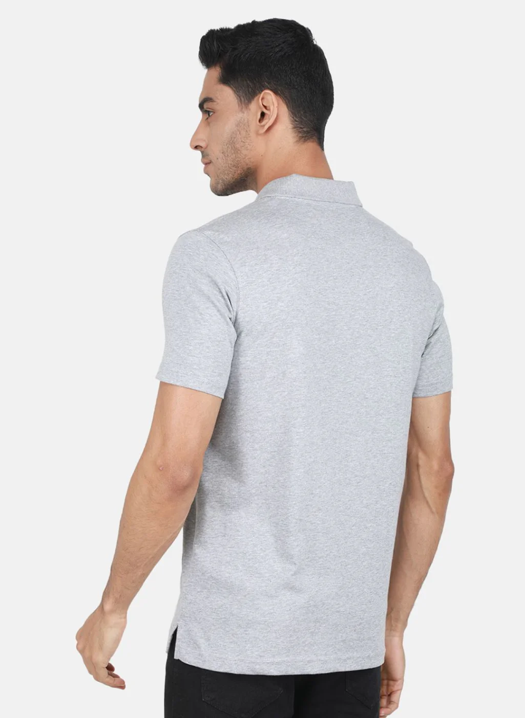 Men Grey Solid T-Shirt - Image 3