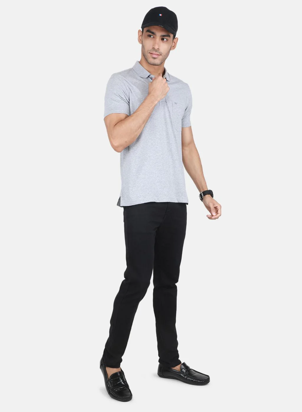 Men Grey Solid T-Shirt - Image 4