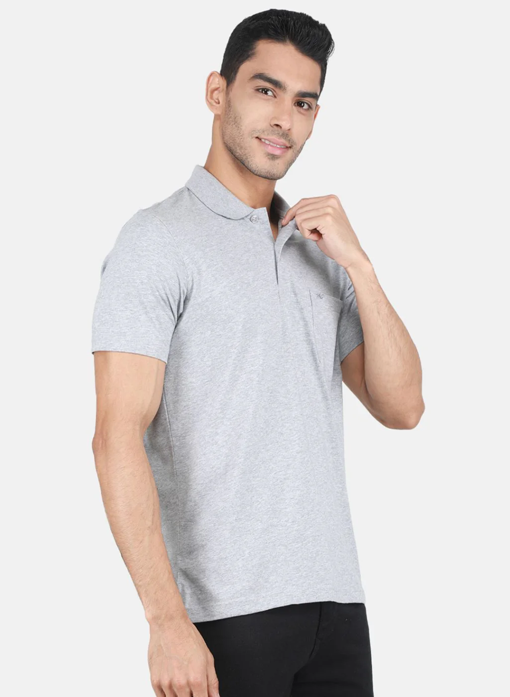 Men Grey Solid T-Shirt - Image 6