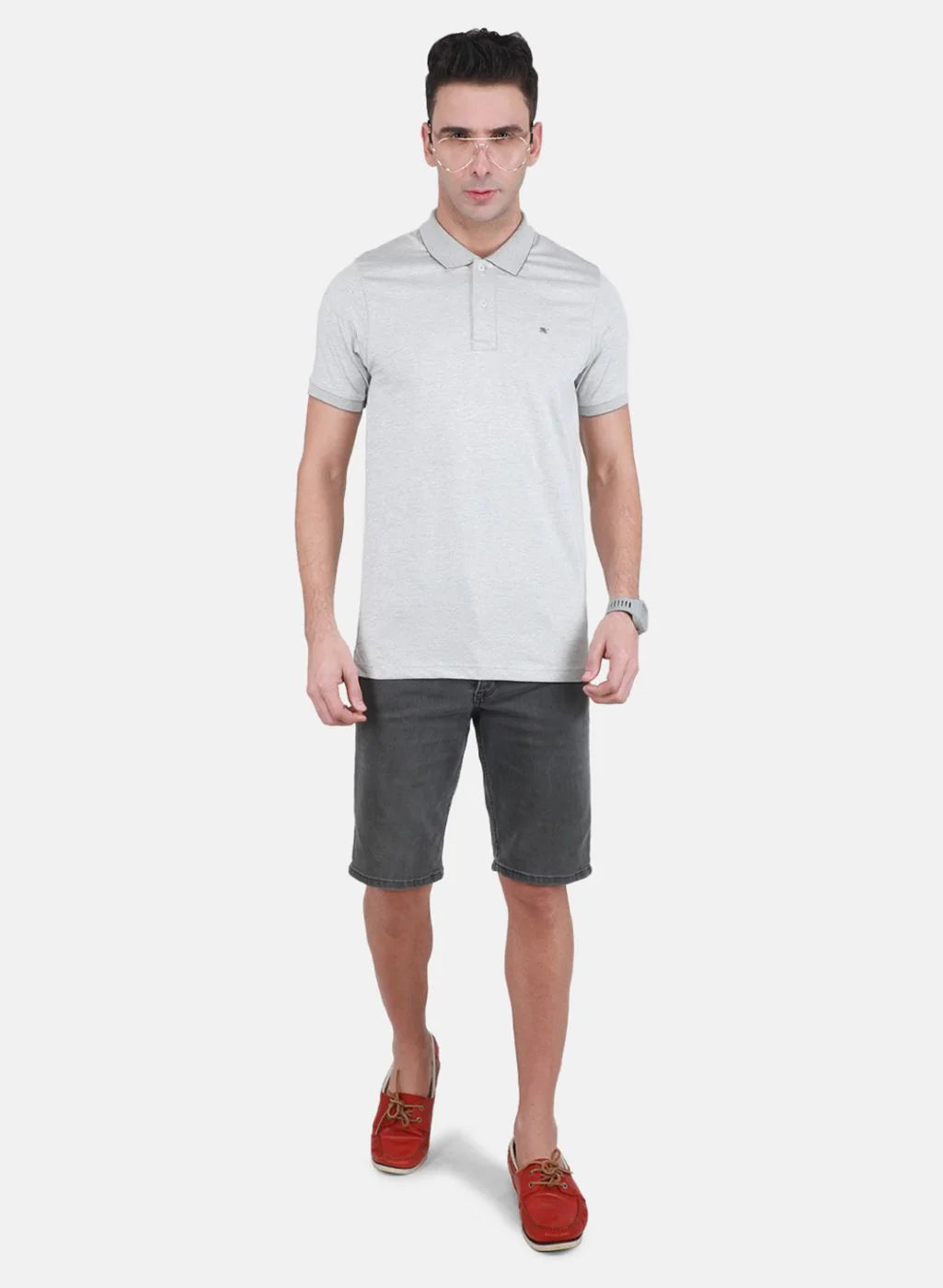 Men Grey Solid T-Shirt - Image 4