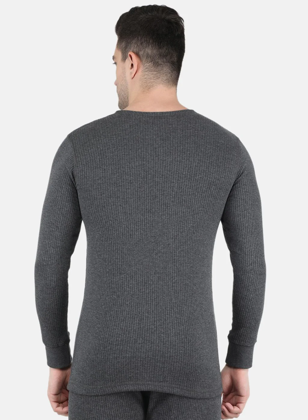 Men Grey Solid Thermal Vest - Image 3