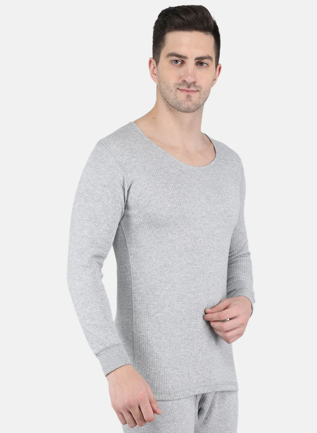Men Grey Solid Thermal Vest - Image 6